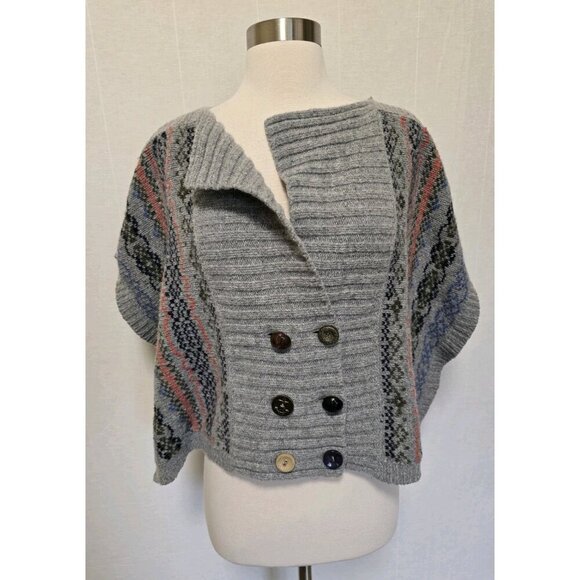 Kerisma Sweaters - Women Cape Style Cardigan Size Small / Medium Lambswool Eclectic Buttons Kerisma